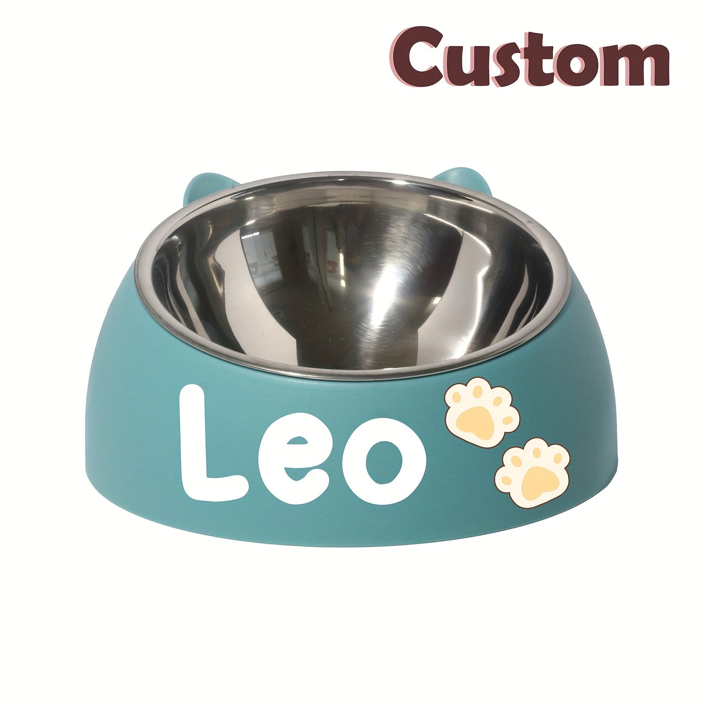 Customizable Stainless Steel Cat Bowl With Personalized Name