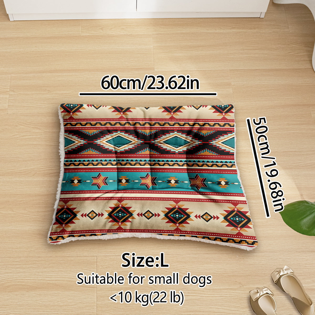 Soft Flannel Dog Sofa Bed And Aztec Geometric Kennel Pad