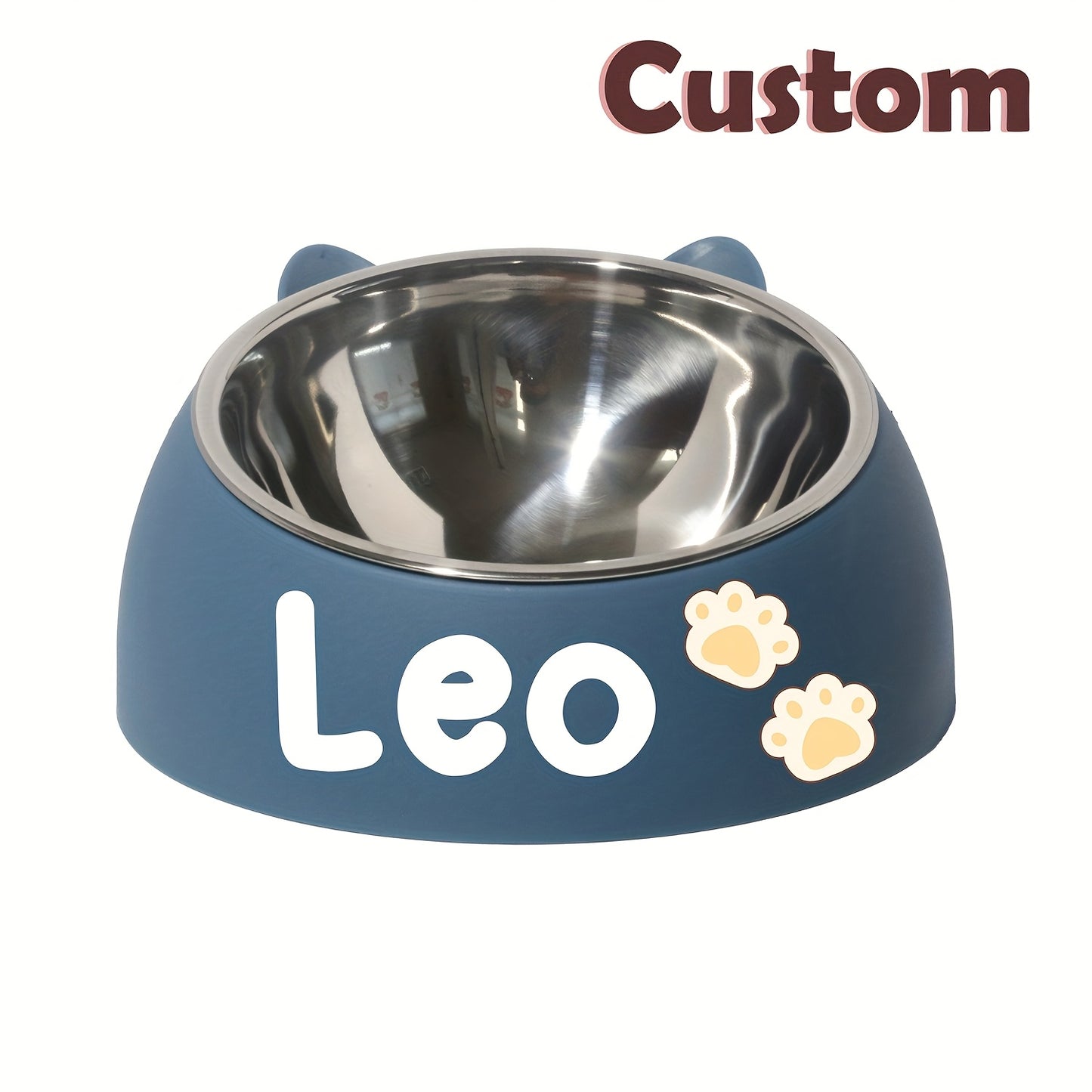 Customizable Stainless Steel Cat Bowl With Personalized Name