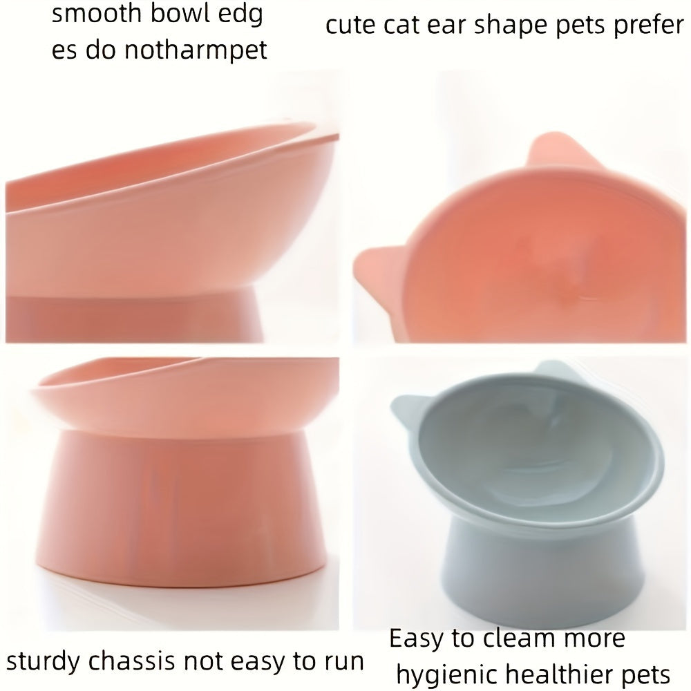 Elevated Tilted Cat Bowls Anti Vomiting Feeder With Diagonal Neck Non Slip