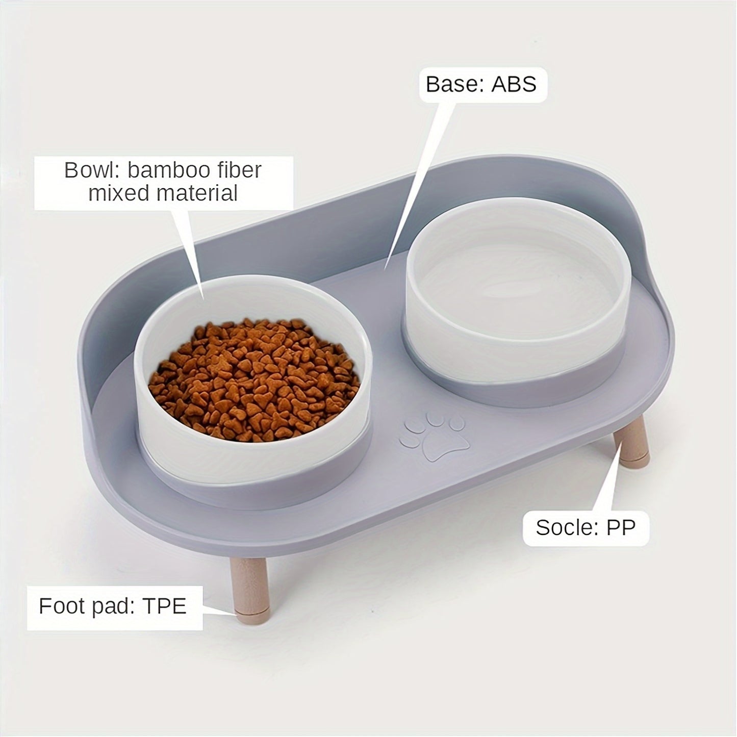 Durable Pet Feeding Station With Double Bowls Non Slip Base