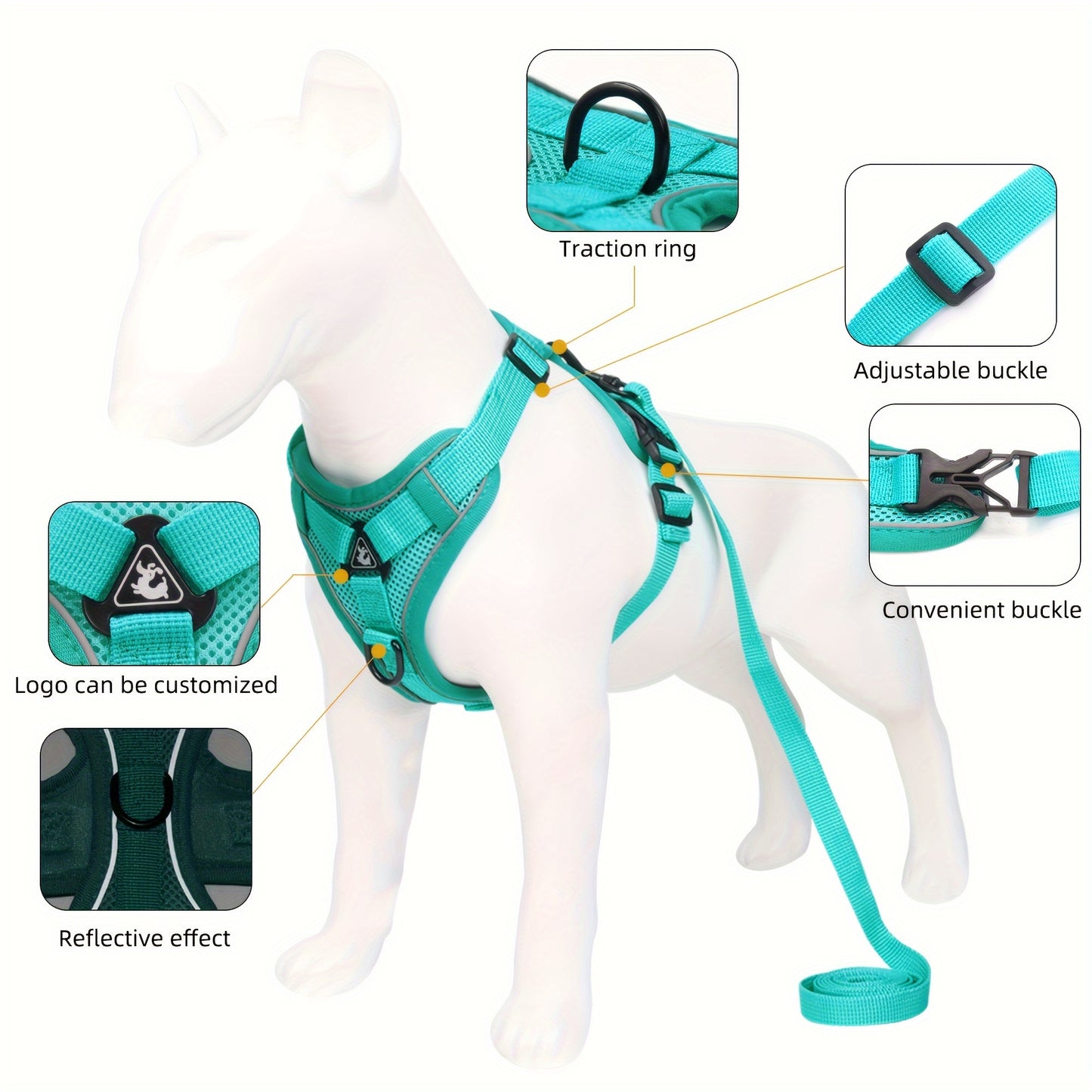Breathable Reflective Dog Harness and Leash for Small Dogs