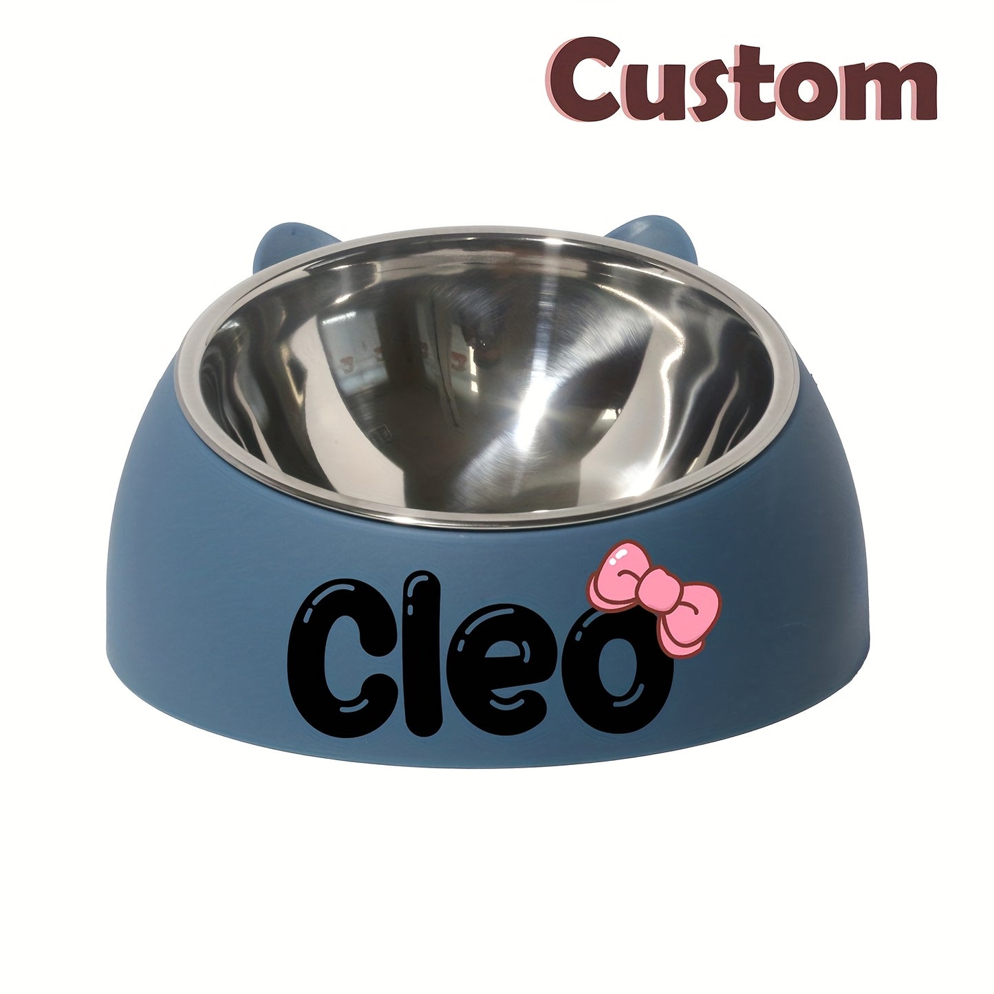 Customizable Stainless Steel Cat Bowl With Personalized Name