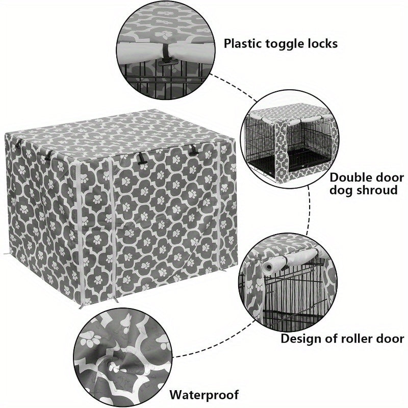Gray Soles Dog Crate Cover Universal Fit Durable Polyester
