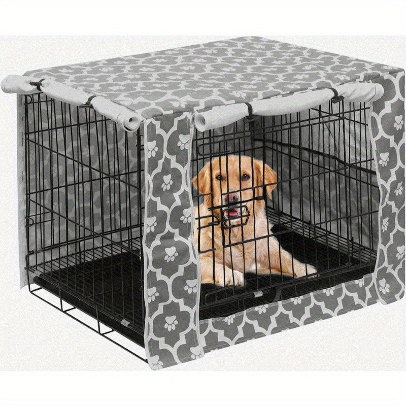 Gray Soles Dog Crate Cover Universal Fit Durable Polyester