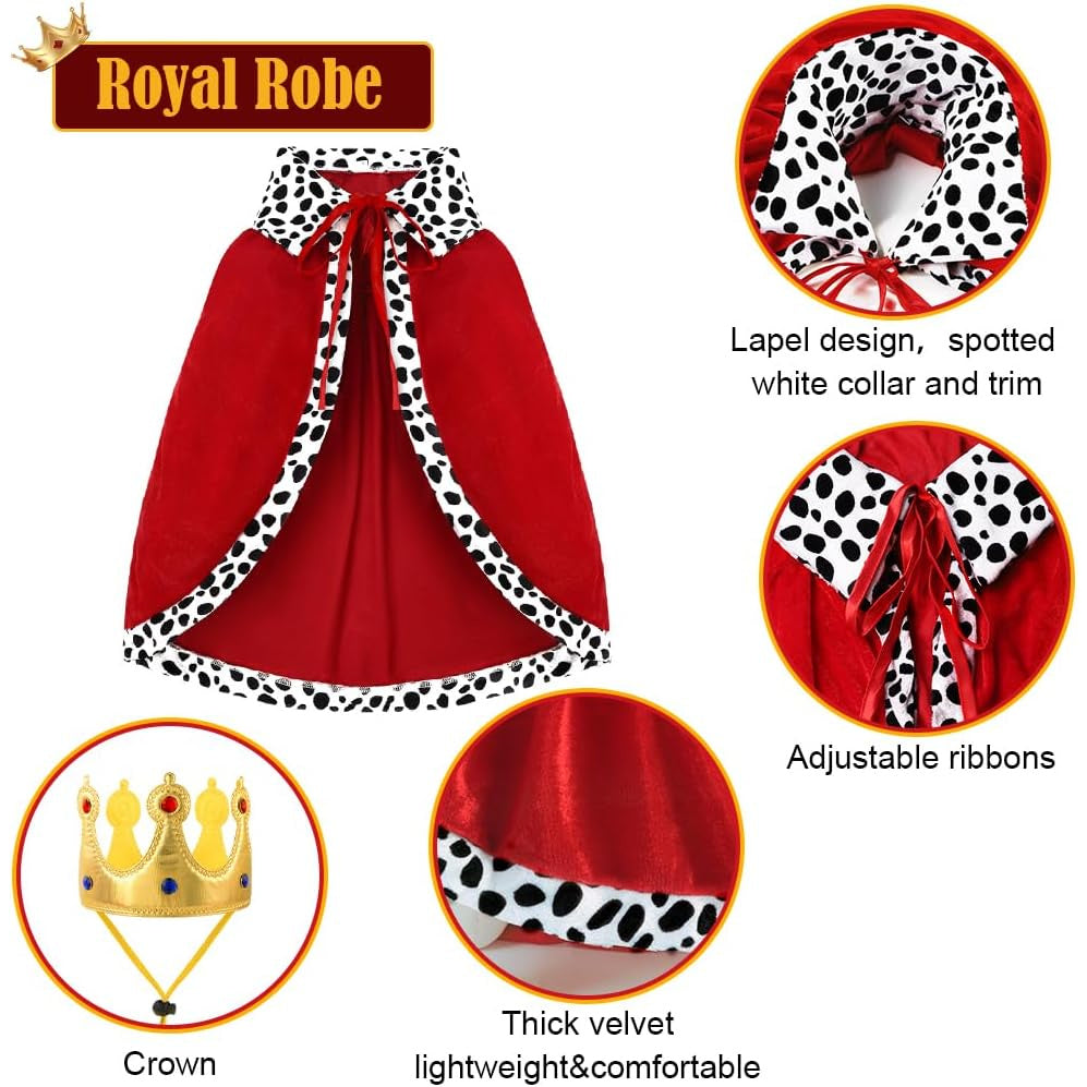 Adjustable King Cape And Crown Costume For Halloween Pets