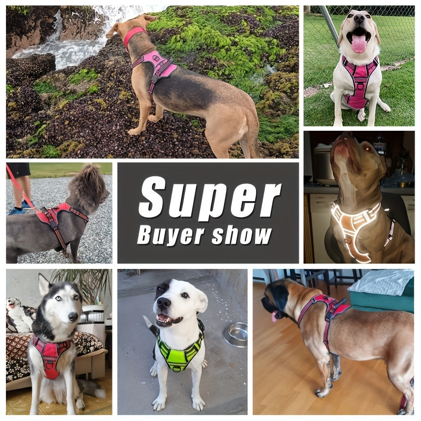Adjustable Reflective No Choke No Pull Dog Harness With Leash
