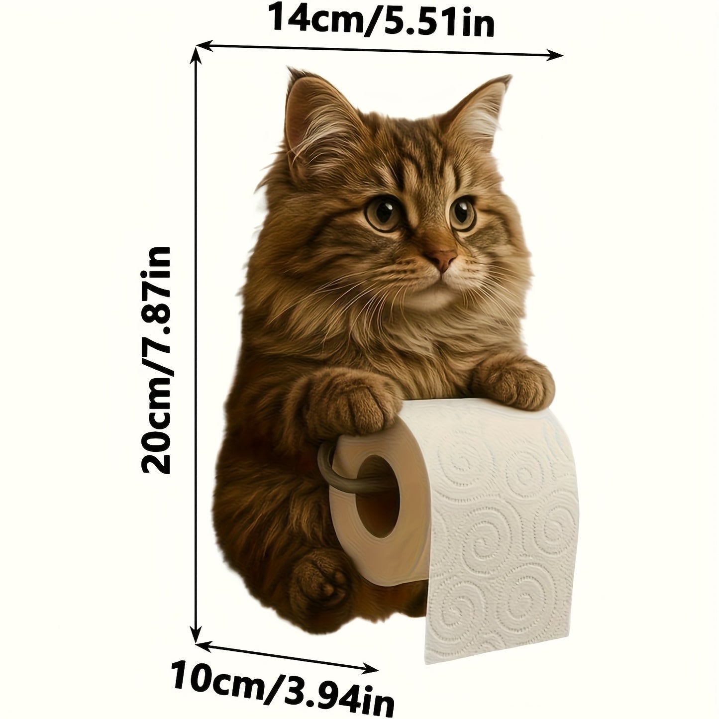 Self Adhesive 3D Printed Resin Cat Toilet Paper Holder