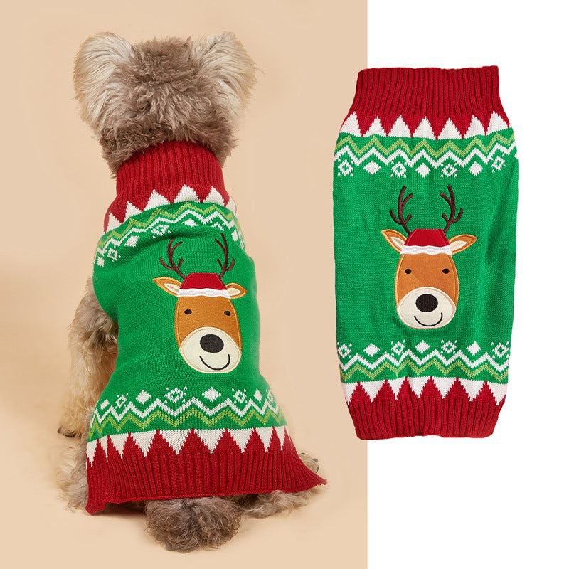 Christmas Santa Claus Knit Dog Sweater Acrylic Winter Pet Apparel
