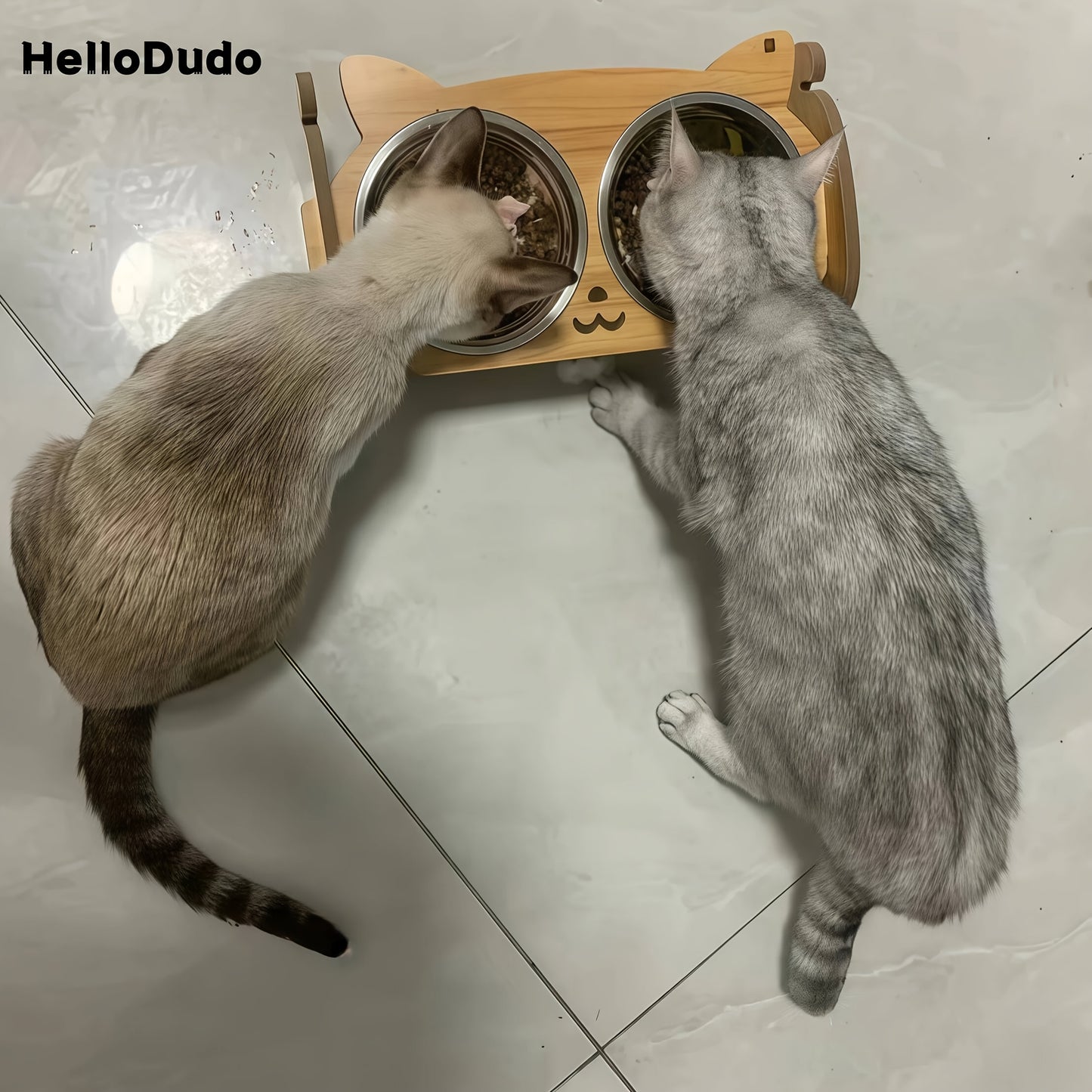 Stainless Steel Elevated Cat Bowl Stand With Adjustable Height