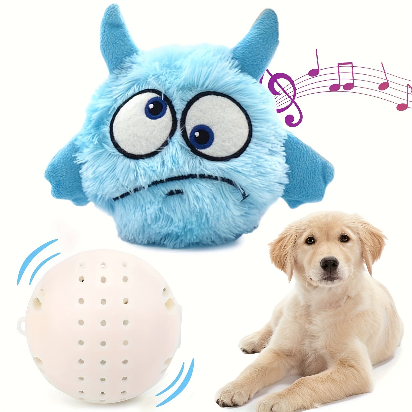 Teddy Run Interactive Monster Plush Ball Dog Toy Squeaky Fun
