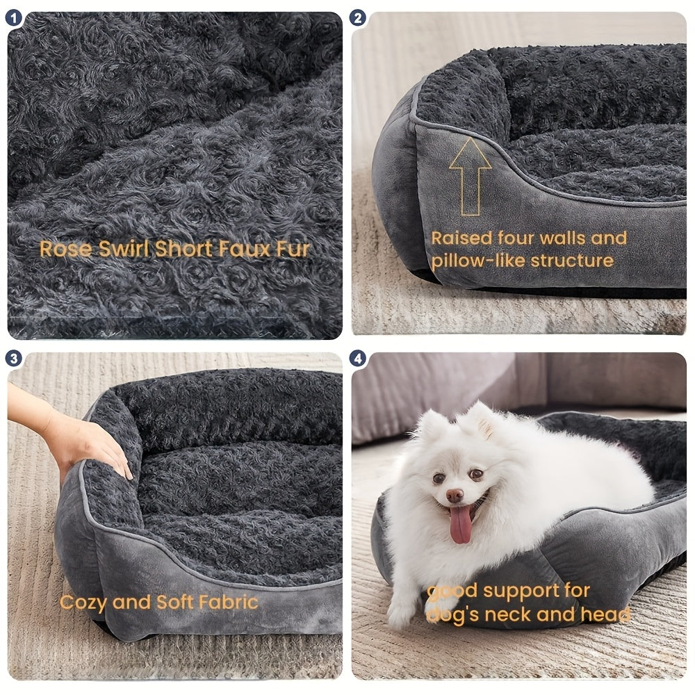 Cozy Plush Dog Bed with Non-Slip Bottom for All Breeds