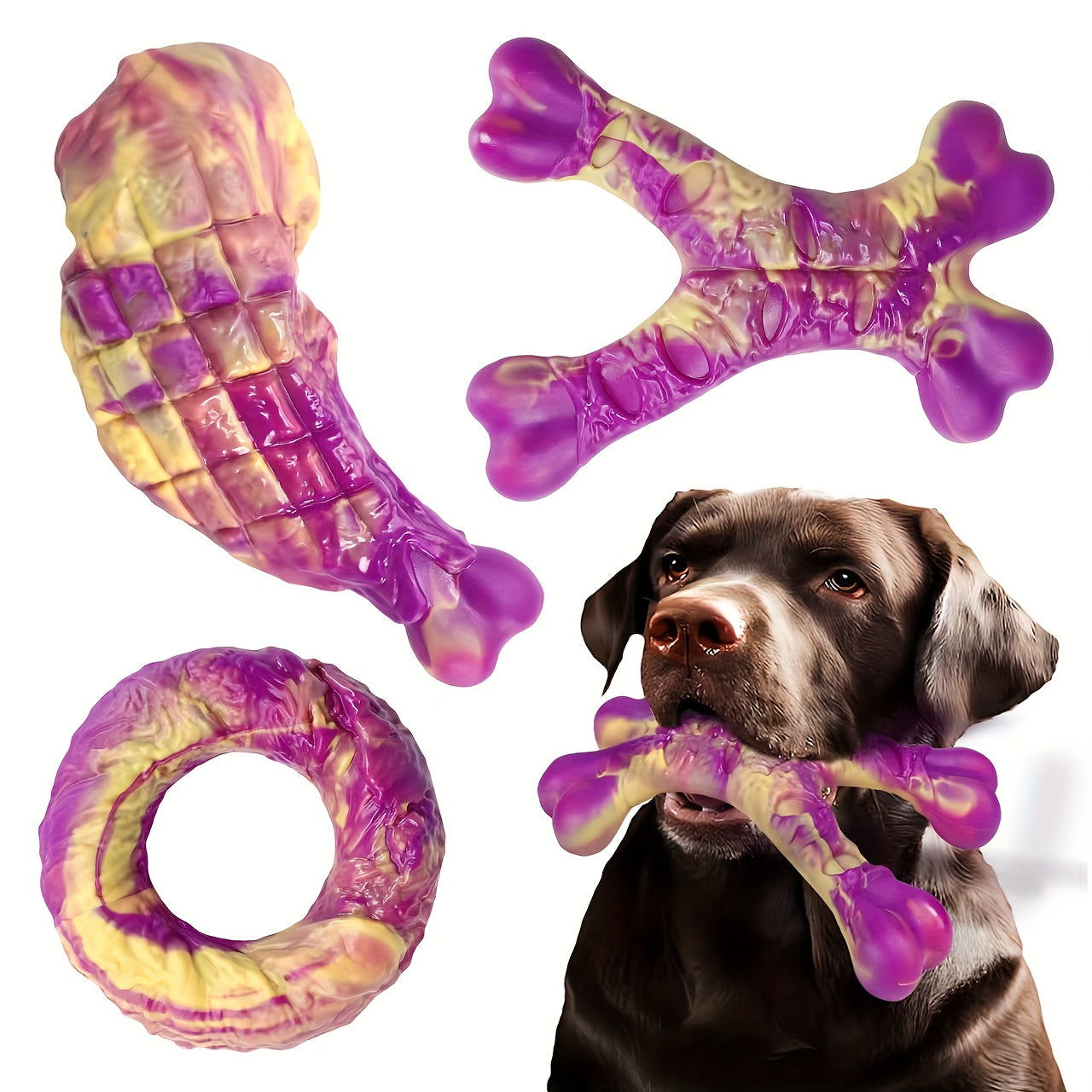 Durable Nylon Dog Chew Toys Realistic Bone Shape Design