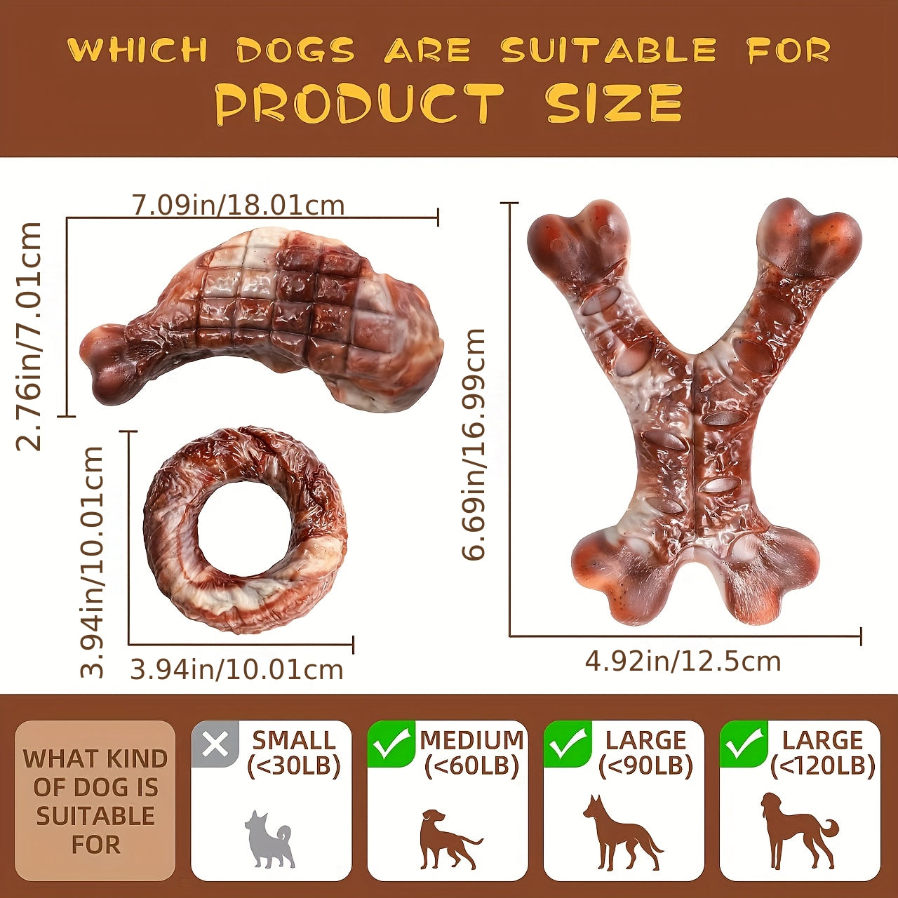 3 Pack Durable Nylon Dog Chew Toys For Large Breeds Bone Shaped