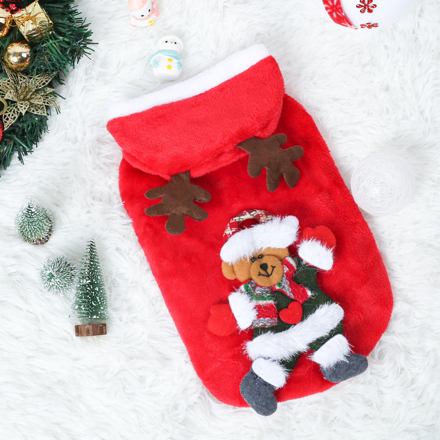 Cozy Flannel Hooded Dog Sweater Jacket All Season For Pets