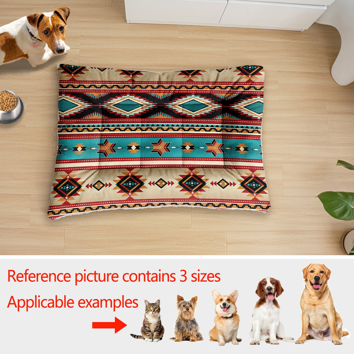 Soft Flannel Dog Sofa Bed And Aztec Geometric Kennel Pad