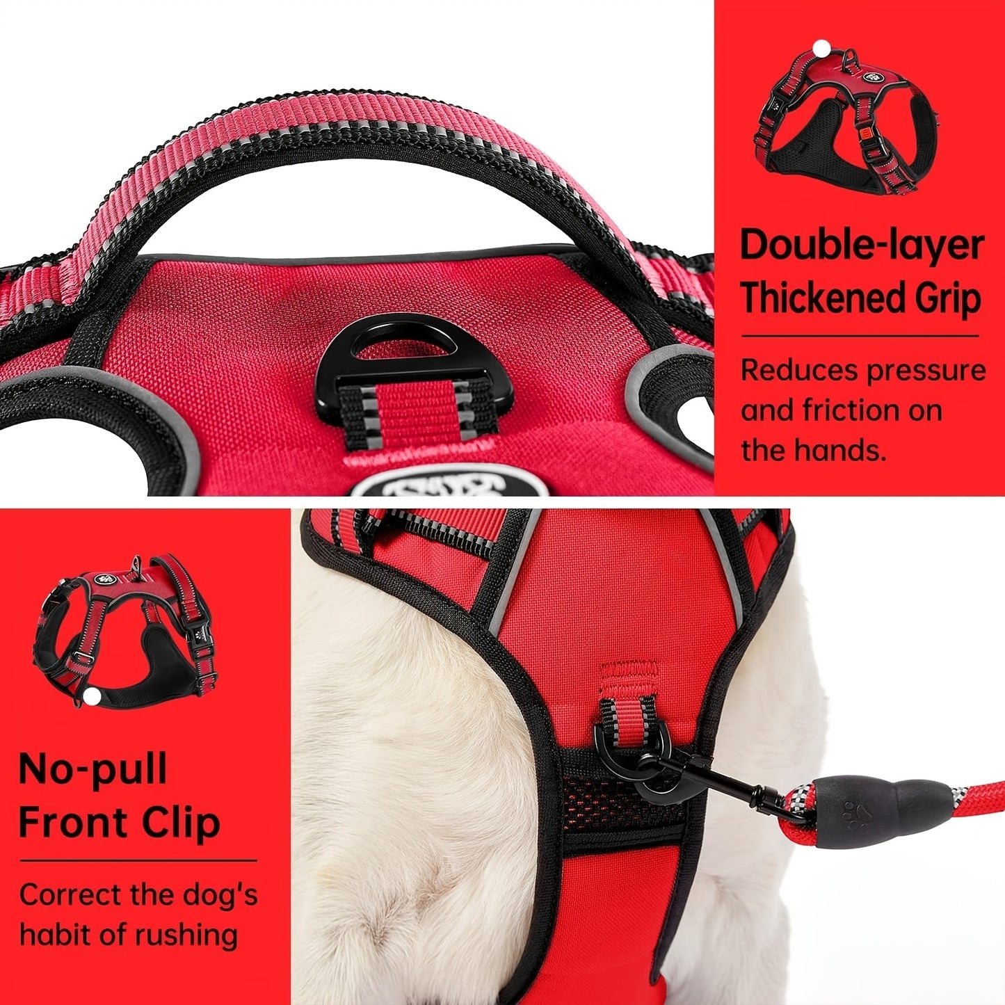 No Pull Reflective Dog Harness and Collar Set for All Dogs