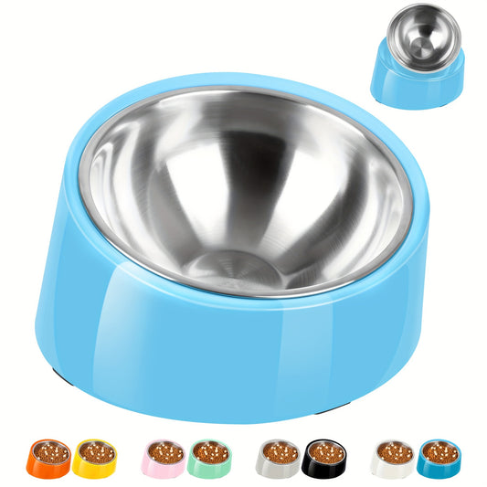 Slanted Dog Bowl Stainless Steel Non Slip Melamine Stand