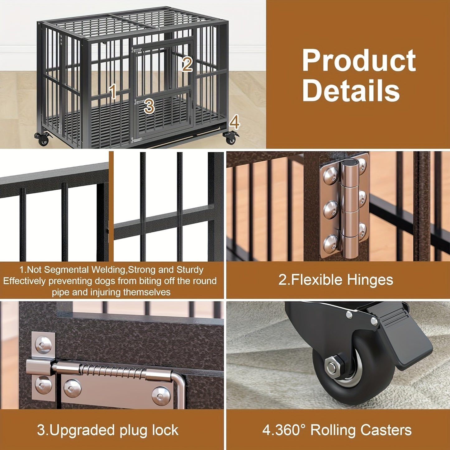 Indestructible Heavy Duty Dog Crate for High Anxiety Pets