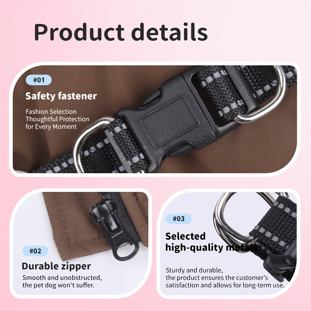 QQLE Autumn Winter Dog Jacket With Hood And Leash Hook