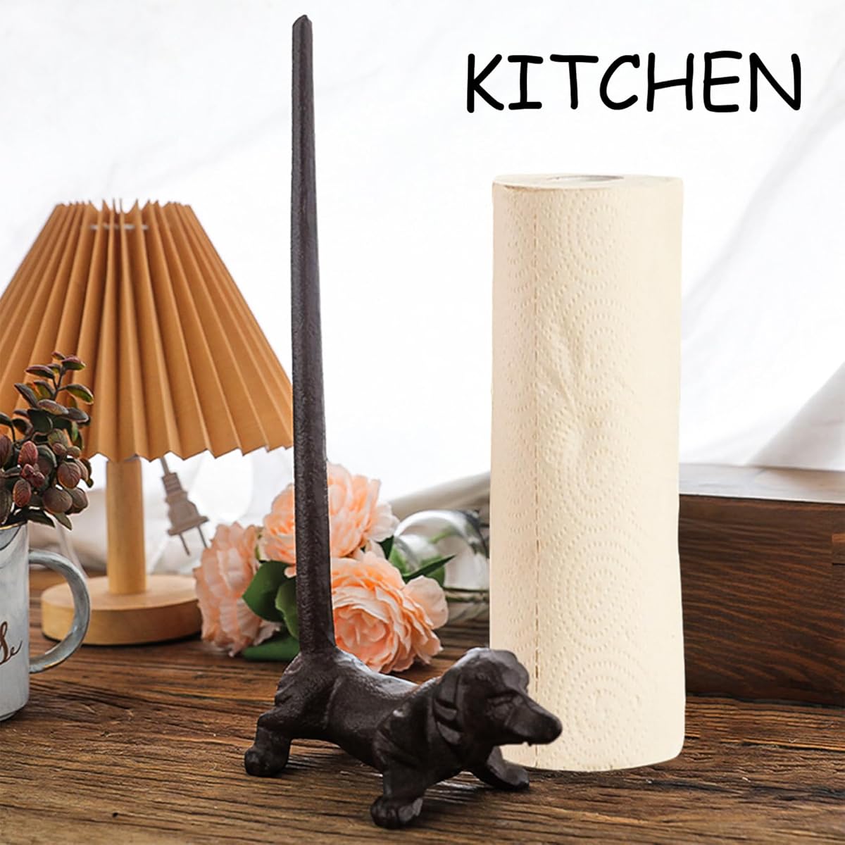 Mozhixue Dog Shaped Cast Iron Paper Towel Holder Wall Mount