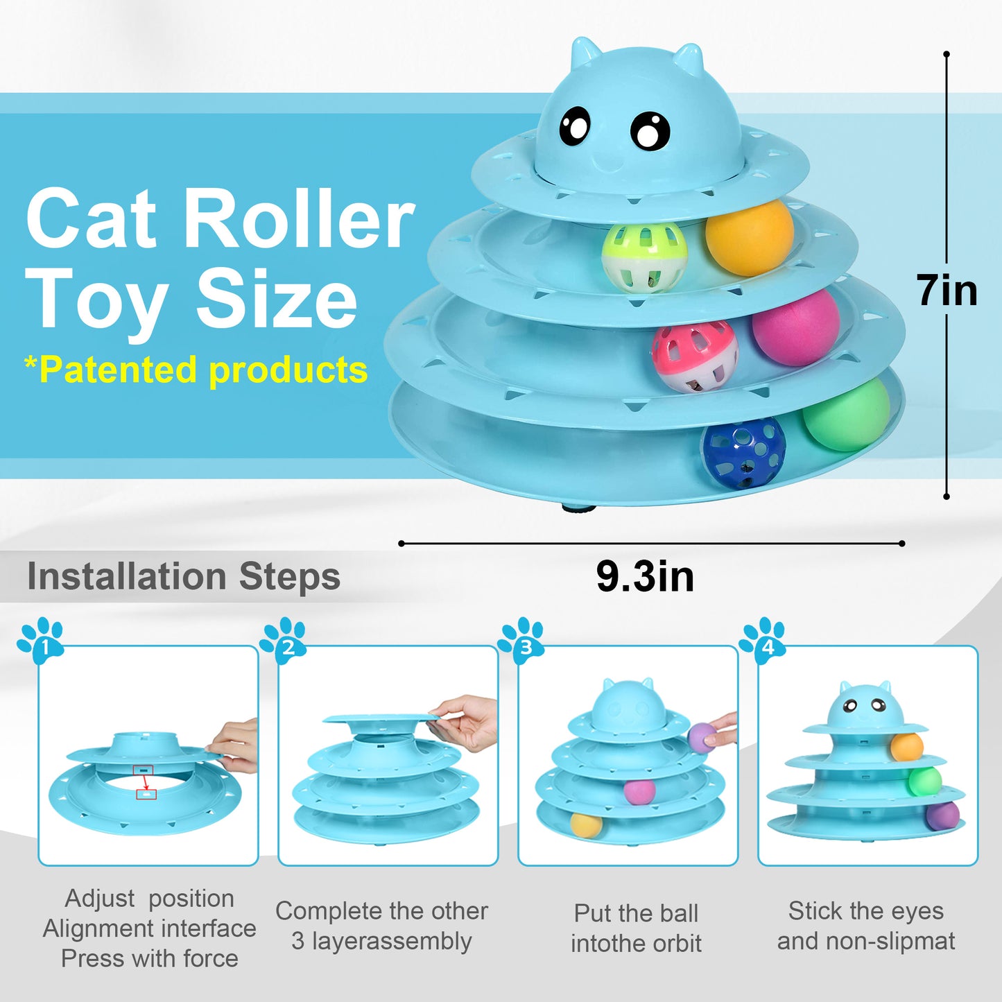 Upsky Cat Toys Roller Turntable Set for Indoor Cats