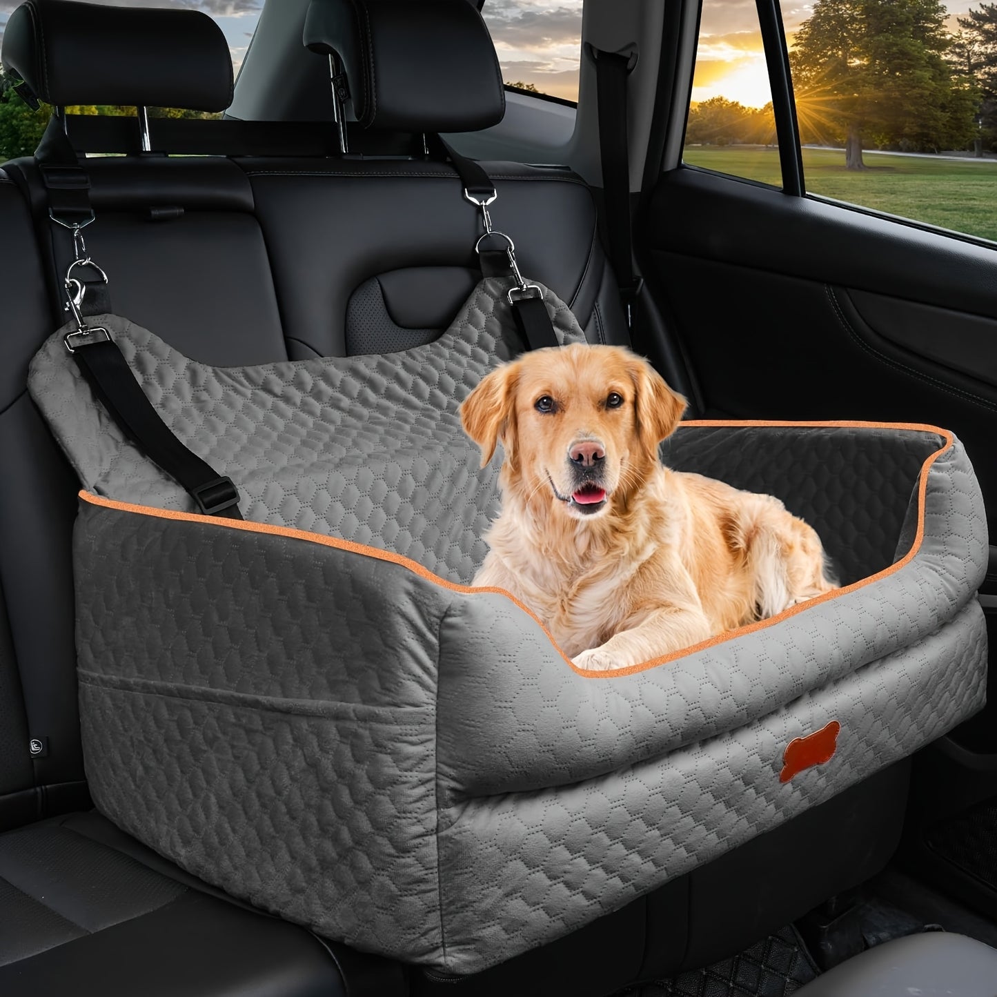 Dog Car Seat For Backseat Travel With Detachable Cushion
