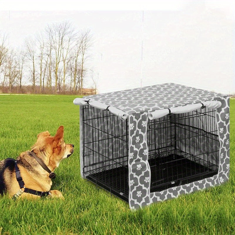 Gray Soles Dog Crate Cover Universal Fit Durable Polyester