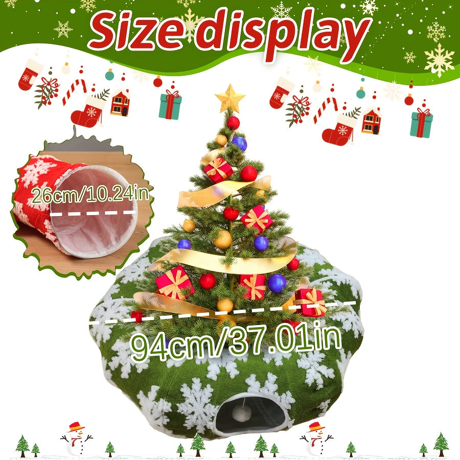 Playfu Christmas Cat Tunnel Bed Plush Donut For Cats