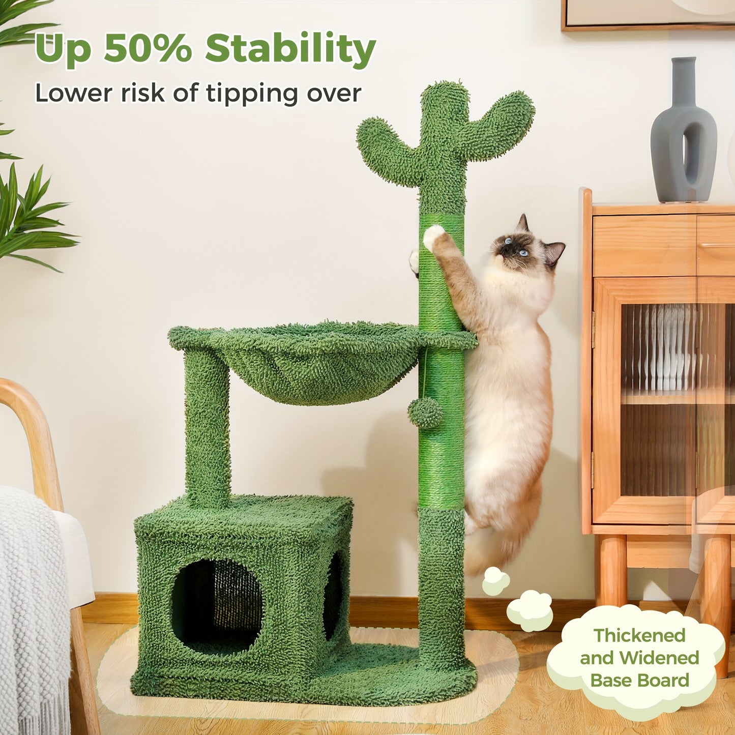 Cactus Cat Tree With Hammock And Scratching Post For Cats