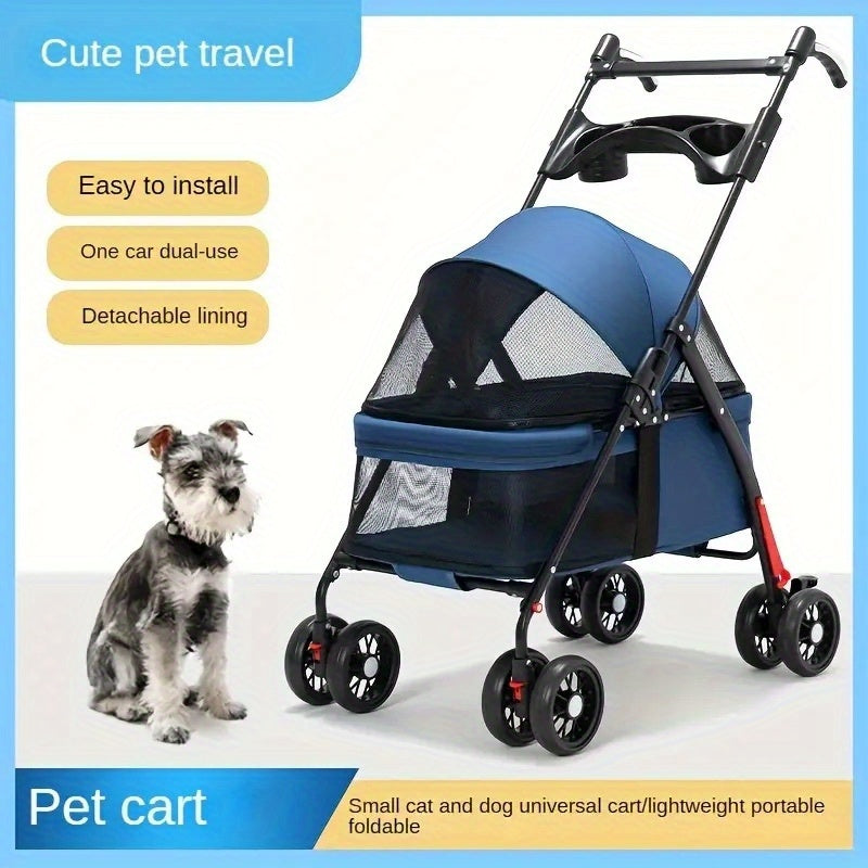 Lightweight Foldable Pet Stroller for Cats and Small Dogs