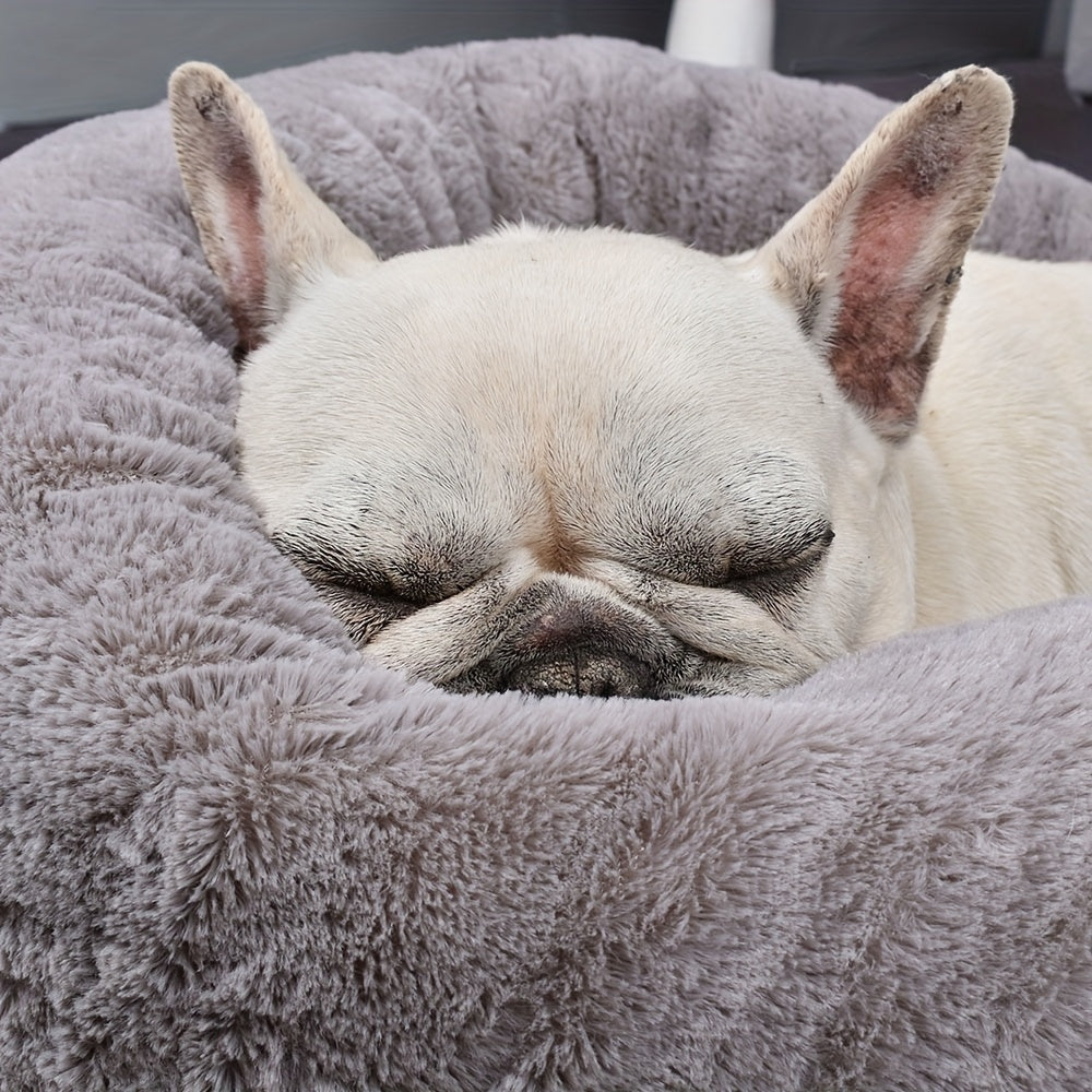 CANILE Plush Dog Cat Bed Round Nest Christmas Blanket