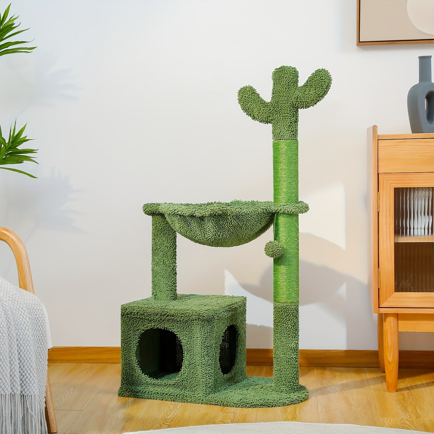 Cactus Cat Tree With Hammock And Scratching Post For Cats