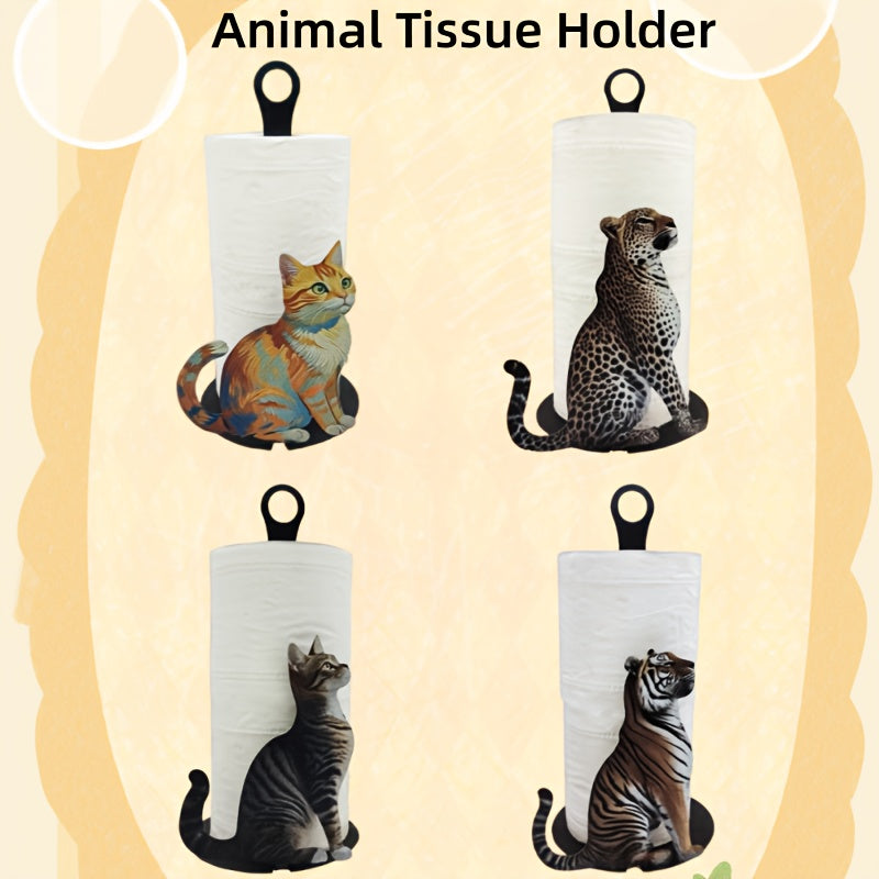 Cat Shaped Iron Paper Towel Holder Cute Desktop Organizer Kitchen