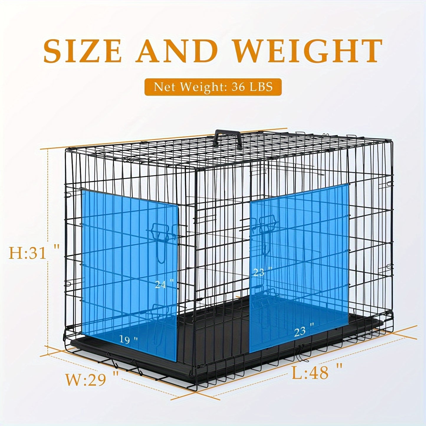 DOPINMIND Metal Dog Crate With Dividers And Tray