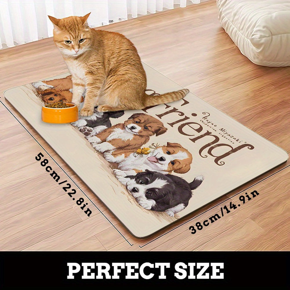 Water-Absorbing Anti-Slip Dog Bowl Mats for Mess-Free Feeding
