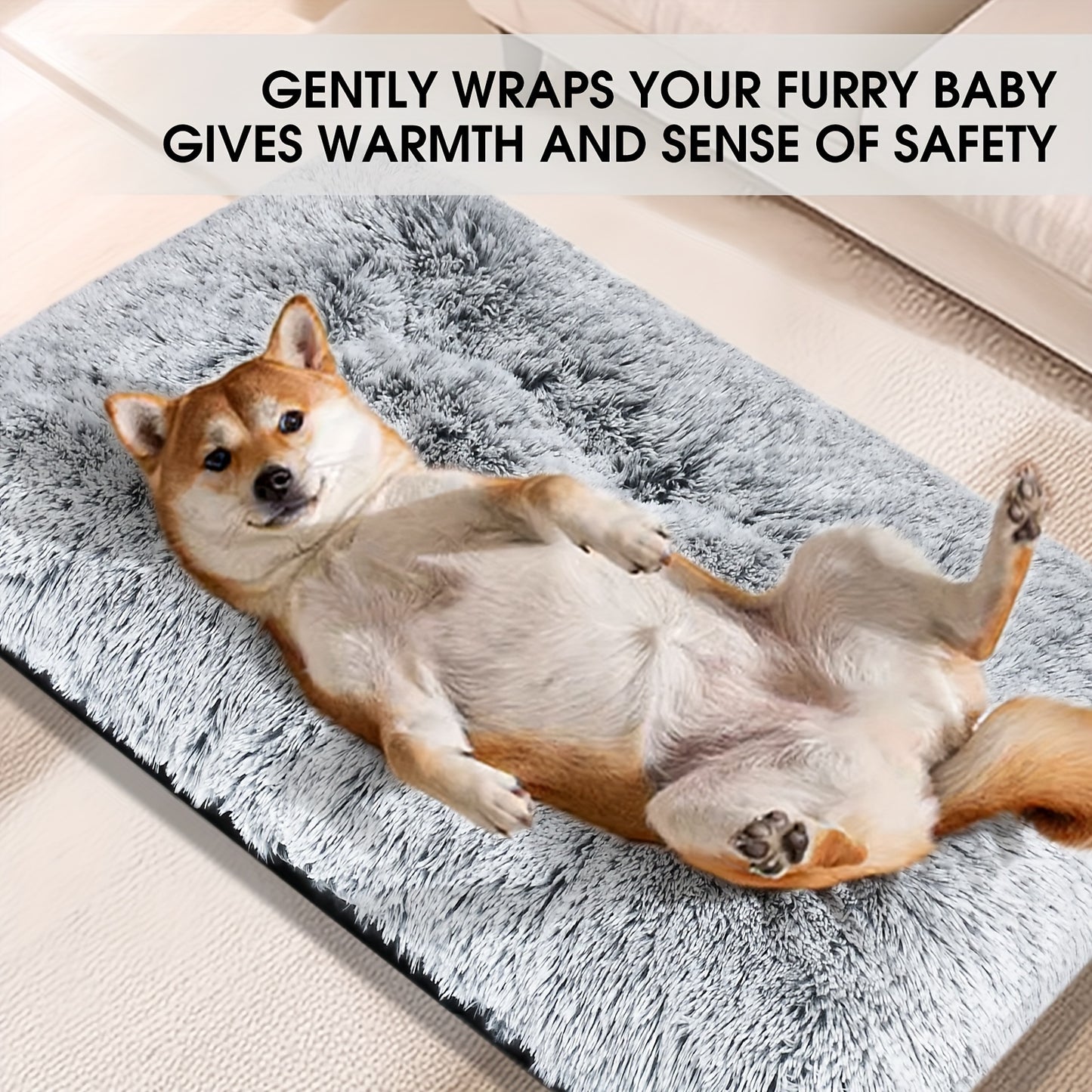 Plush Soft Dog Bedstead Anti Slip Crate Mat For Pets
