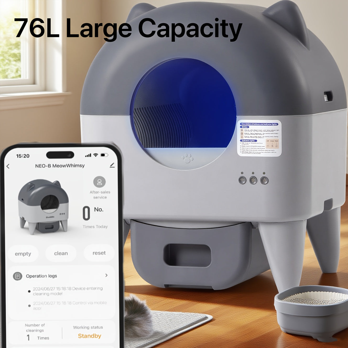 Smart Auto Self Cleaning Cat Litter Box With App Control