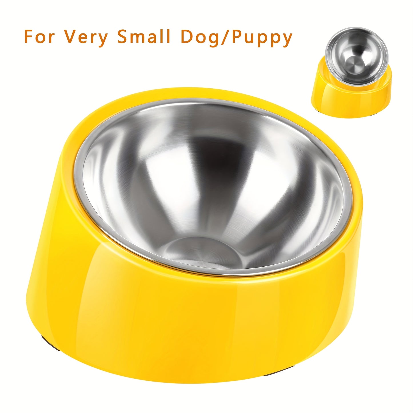 Slanted Dog Bowl Stainless Steel Non Slip Melamine Stand