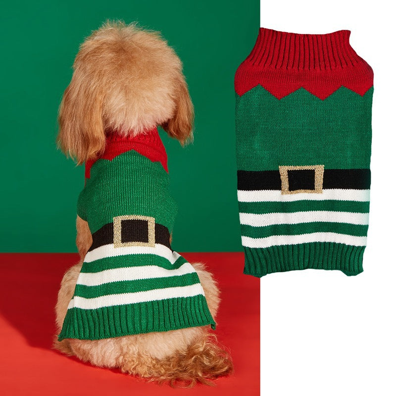 Christmas Santa Claus Knit Dog Sweater Acrylic Winter Pet Apparel
