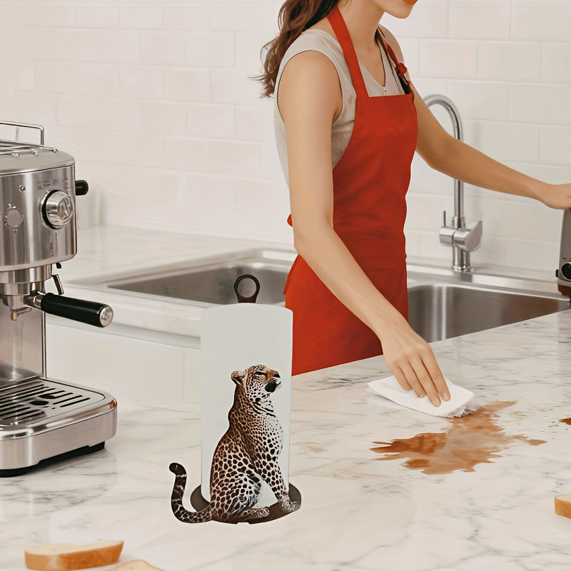 Cat Shaped Iron Paper Towel Holder Cute Desktop Organizer Kitchen