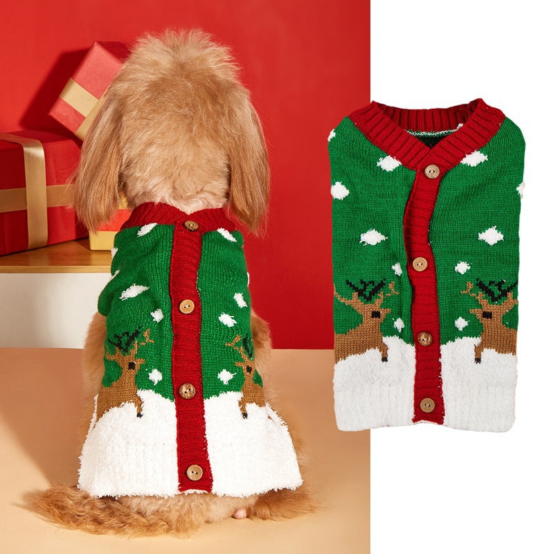 Christmas Santa Claus Knit Dog Sweater Acrylic Winter Pet Apparel