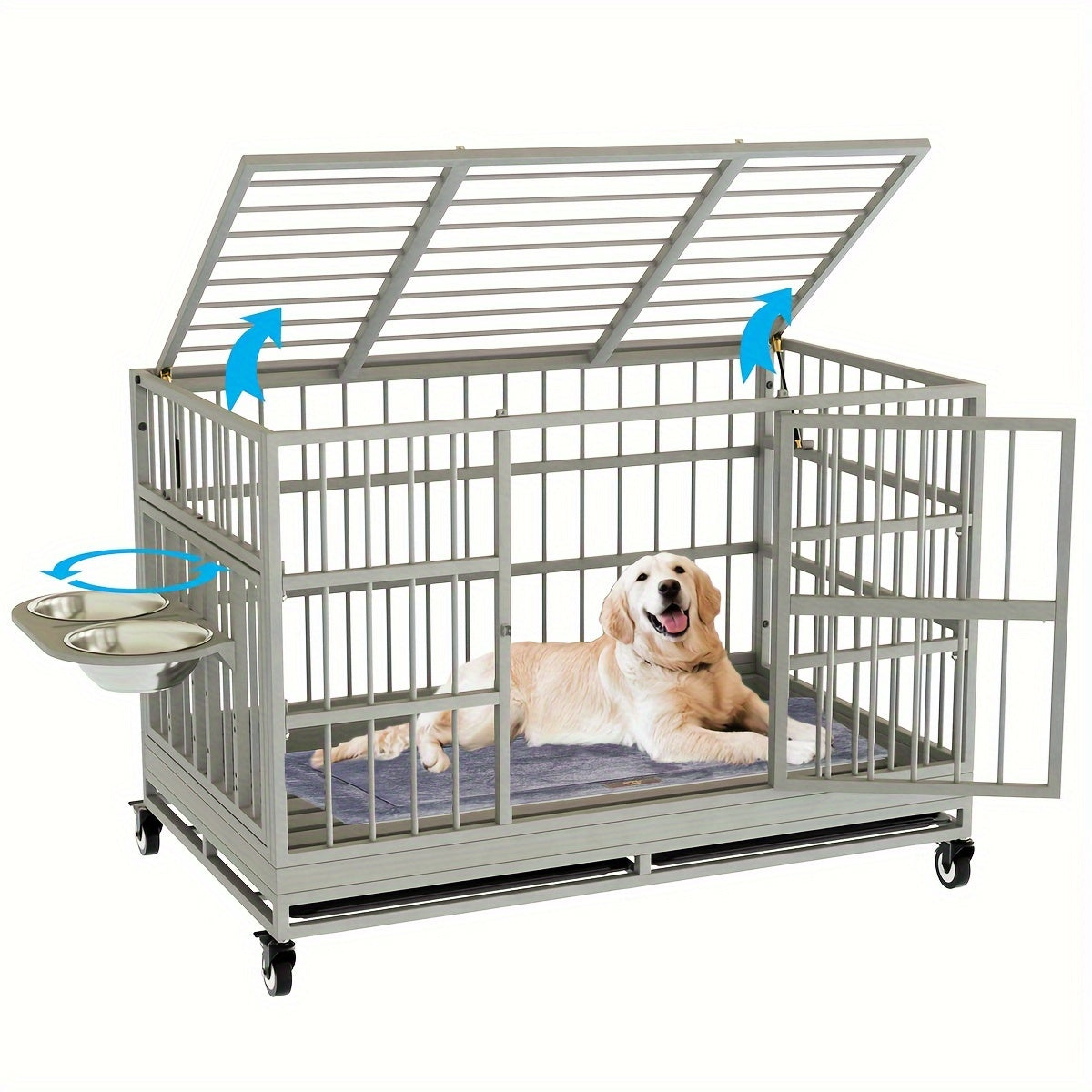 SNUOWUDog Heavy Duty Dog Crate With Wheels