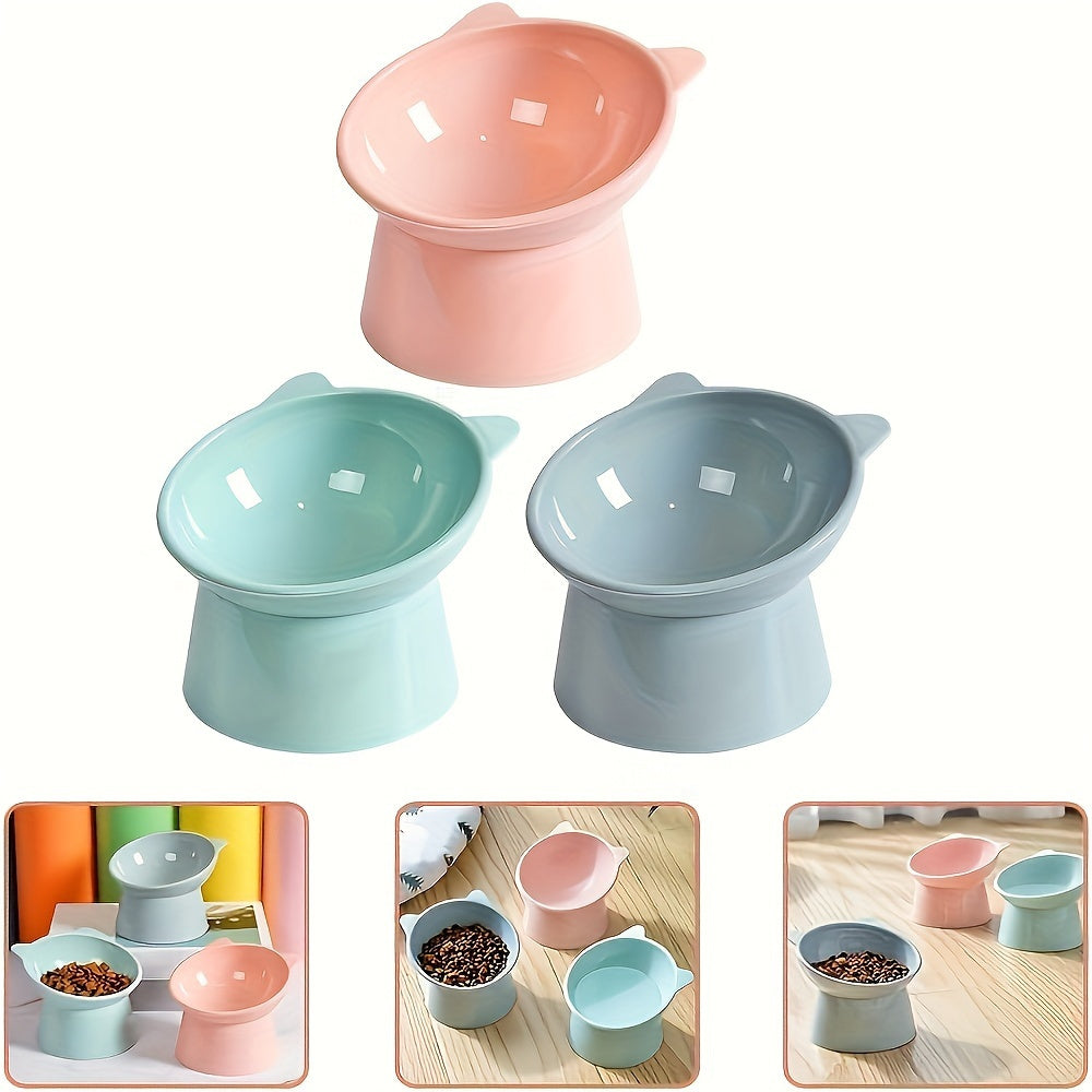 Elevated Tilted Cat Bowls Anti Vomiting Feeder With Diagonal Neck Non Slip