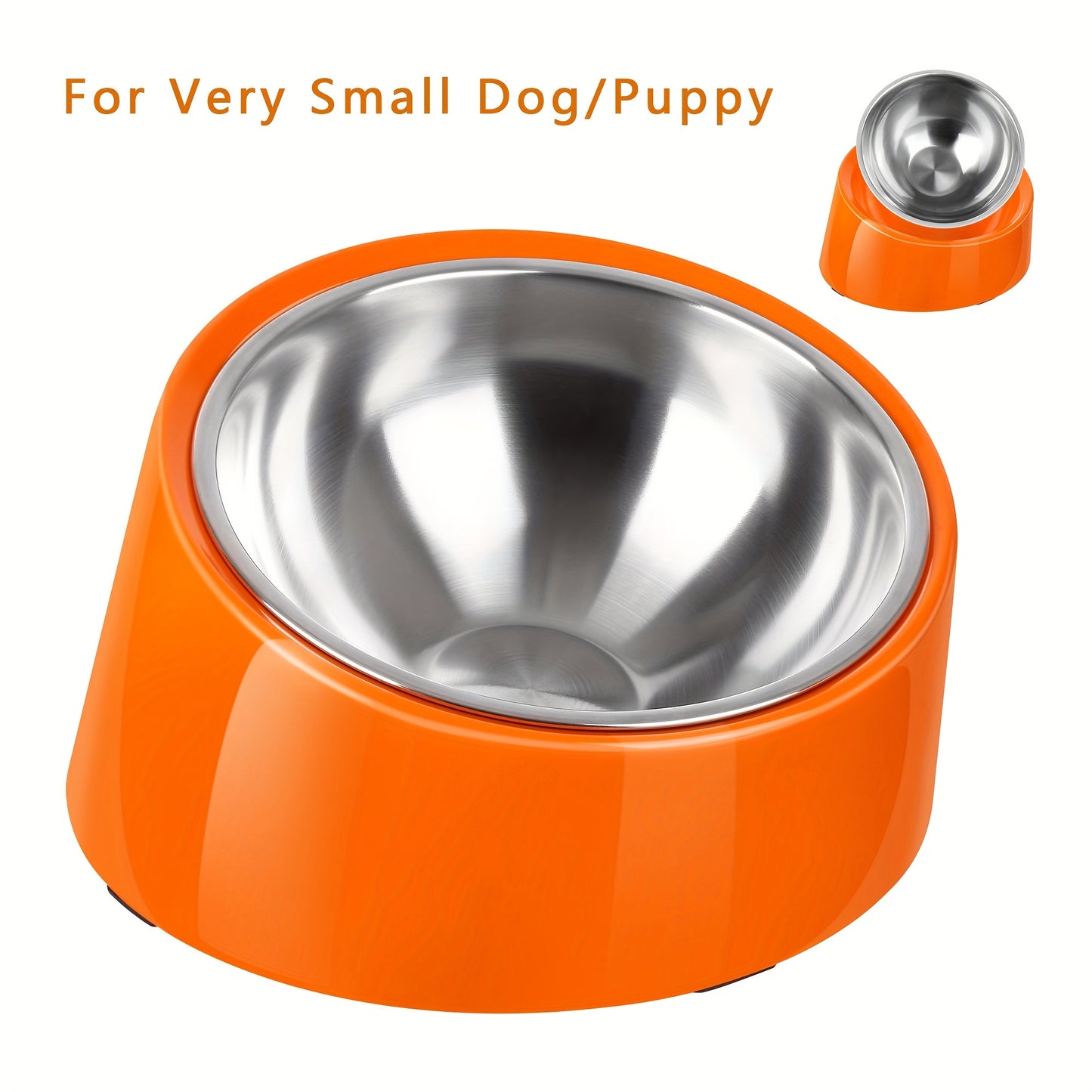 Slanted Dog Bowl Stainless Steel Non Slip Melamine Stand