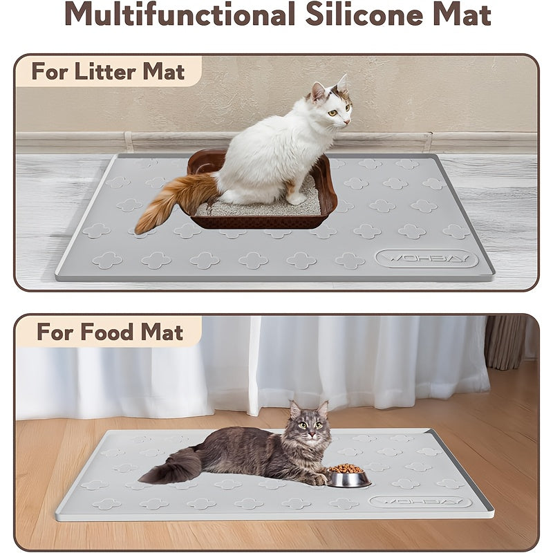 Washable Silicone Cat Litter and Food Mat for Easy Cleanup