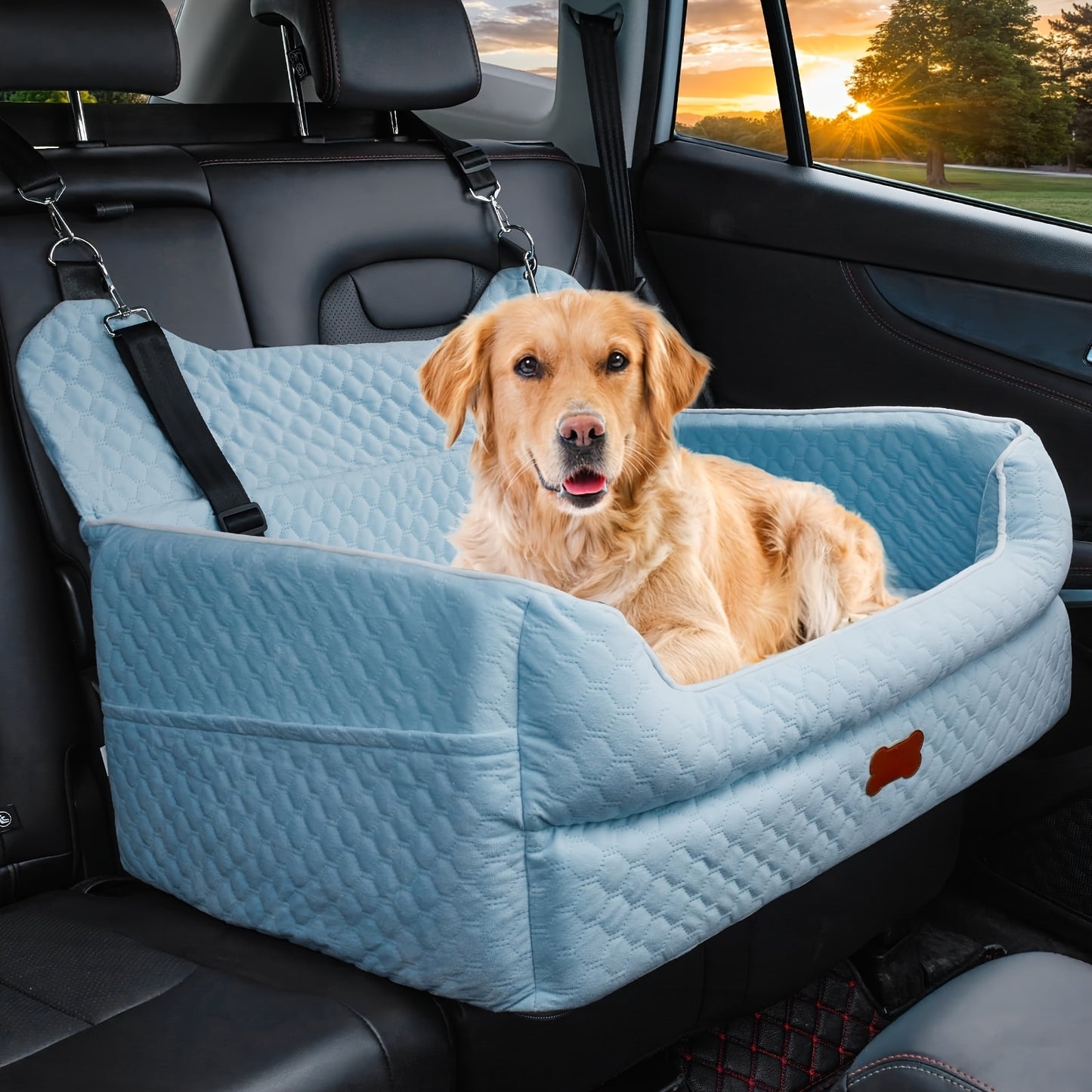 Dog Car Seat For Backseat Travel With Detachable Cushion