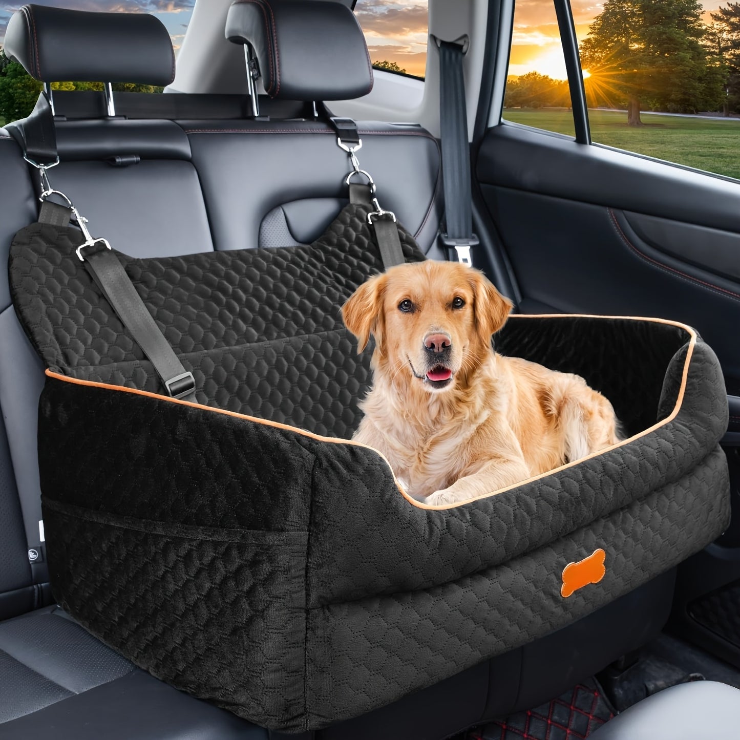 Dog Car Seat For Backseat Travel With Detachable Cushion