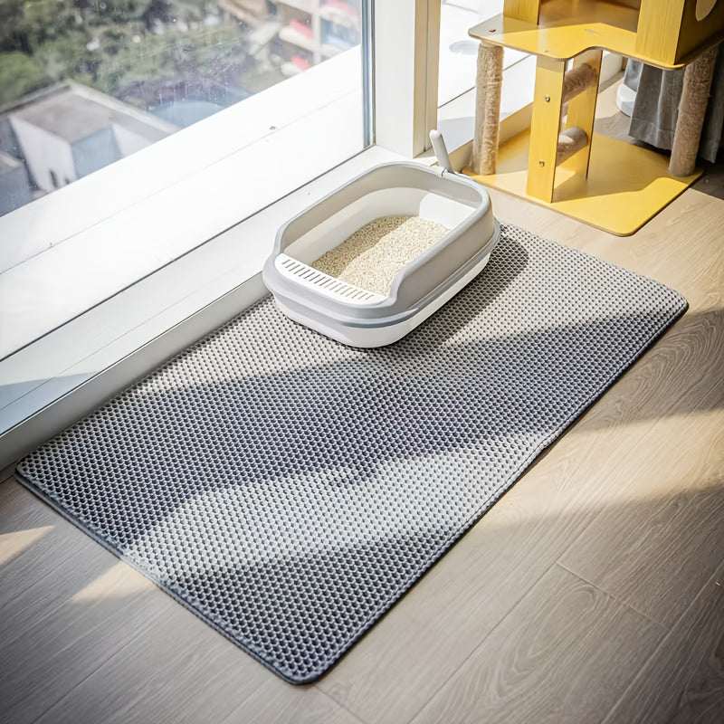 Extra-large Double-layer Litter Mat, Made of Splash-proof and Leak-proof EVA Material to Prevent Litter Scatter. Features Non-slip, Washable,, and Odor-resistant Properties for Easy Cleaning. Ideal for Litter Boxes, the Ultim