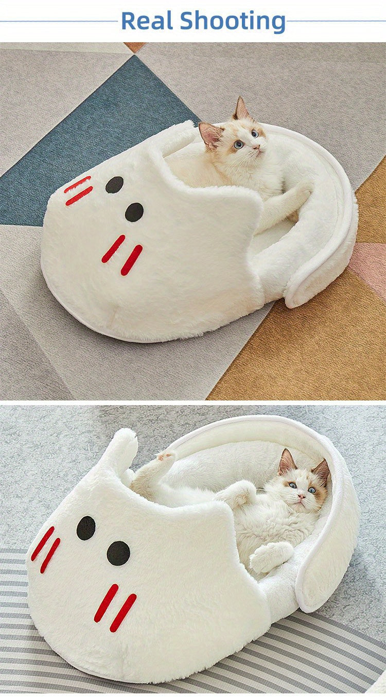 Cozy Plush Cat Bed With Memory Foam Pillow And Anti Slip